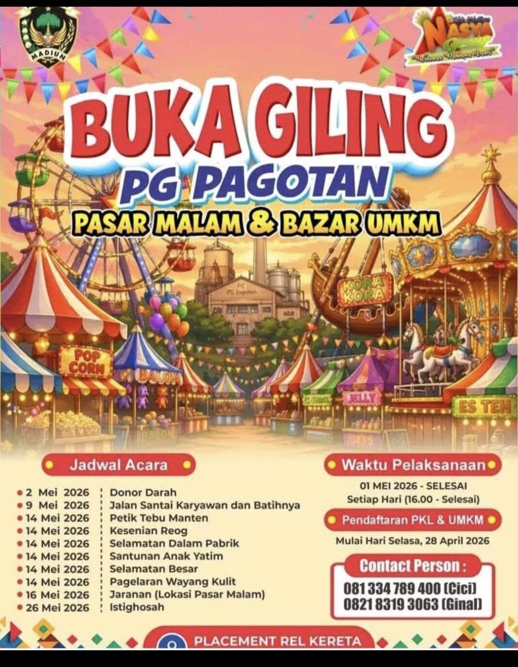 BUKA GILING 2026,PG PAGOTAN ADAKAN PASAR MALAM & BAZAR UMKM BUKA GILING 2026,PG PAGOTAN ADAKAN PASAR MALAM & BAZAR UMKM