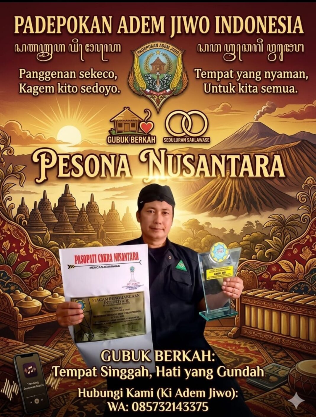 BAKTI UNTUK NEGERI, PADEPOKAN ADEM JIWO, HADIRKAN PELATIHAN DETOK JIWA FREE, BONUS BERBAGAI ILMU TERAPI