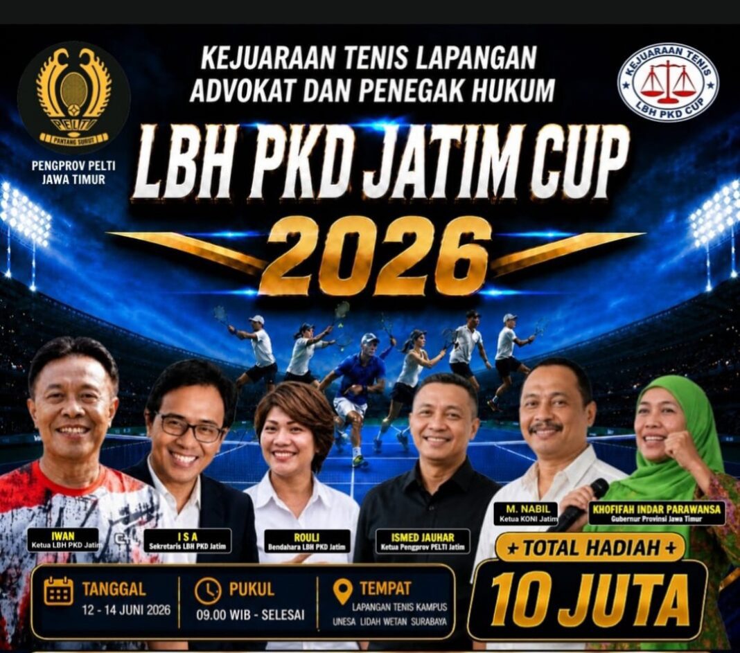 MENYAMBUNG SILATURAHMI & PEDULI OLAHRAGA, LBH PKD JATIM ADAKAN KEJUARAAN TENIS LAPANGAN