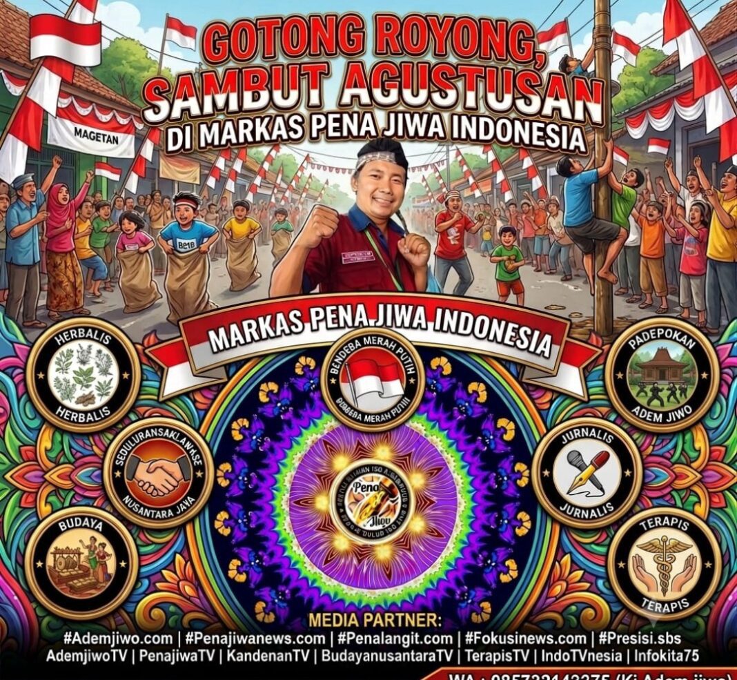 GOTONG ROYONG SAMBUT AGUSTUSAN, DI MARKAS PENA JIWA INDONESIA GOTONG ROYONG SAMBUT AGUSTUSAN, DI MARKAS PENA JIWA INDONESIA