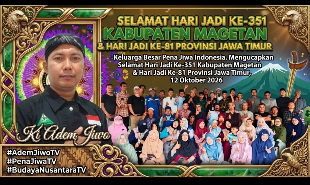 Keluarga Besar Pena Jiwa Indonesia, Mengucapkan Selamat HUT Jatim ke – 81 , Kab. Magetan ke – 351 Keluarga Besar Pena Jiwa Indonesia, Mengucapkan Selamat HUT Jatim ke – 81 , Kab. Magetan ke – 351